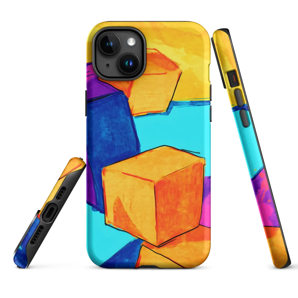Playful Cubes in Vibrant Harmony | Phone Case |  15 Plus | Tough Case | Matte