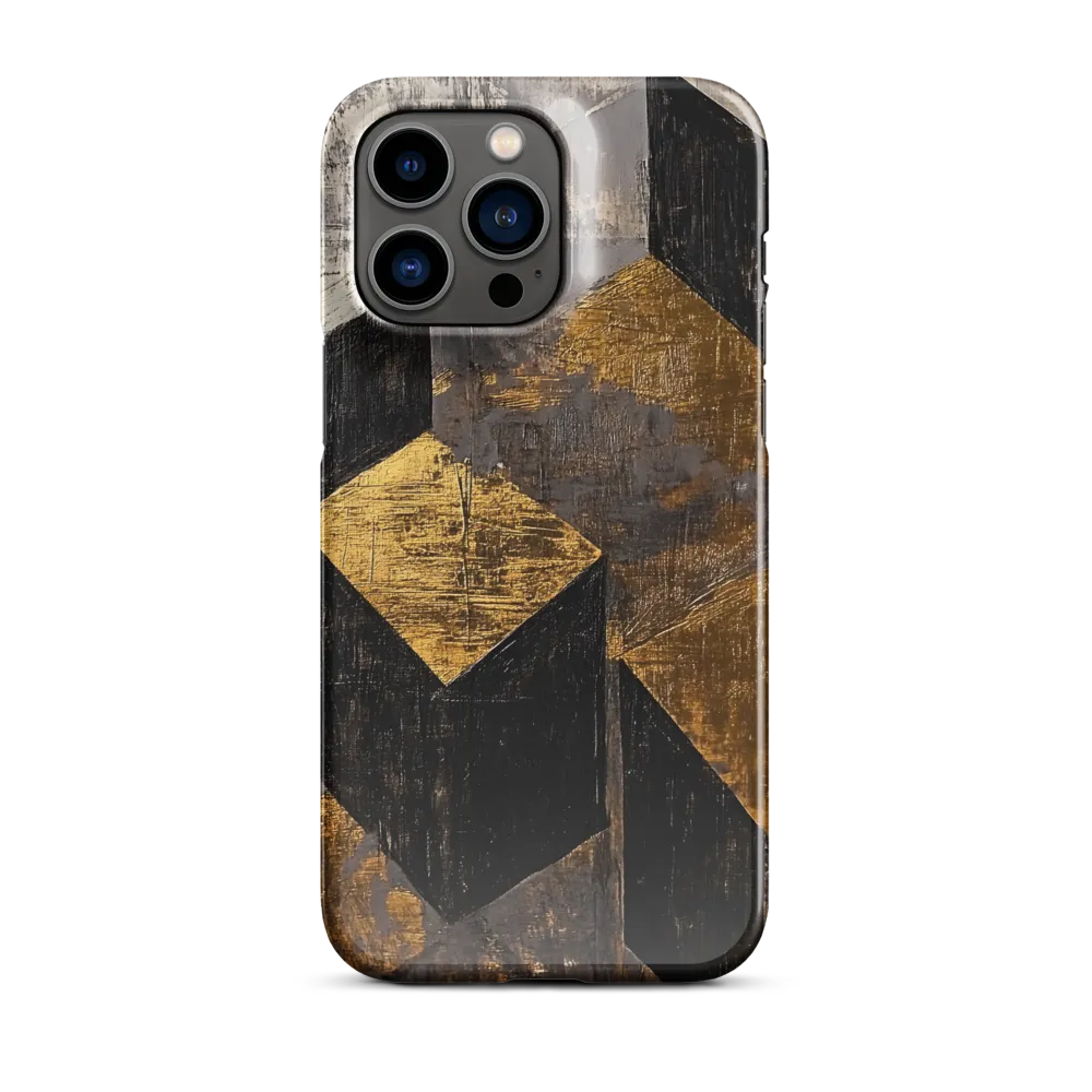 Geometric Harmony in Gold and Black | Phone Case |  14 Pro Max | Snap Case | Glossy