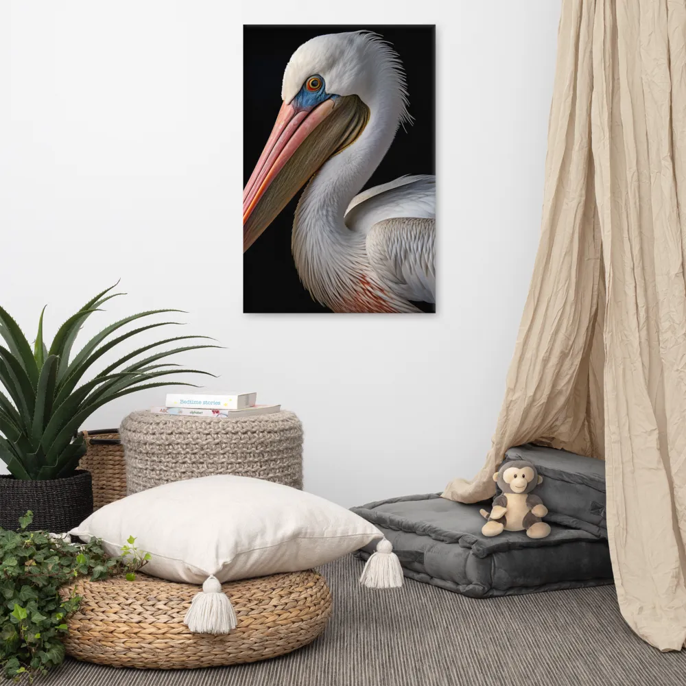 Elegance in White: The Pelican | Canvas | 24″×36″