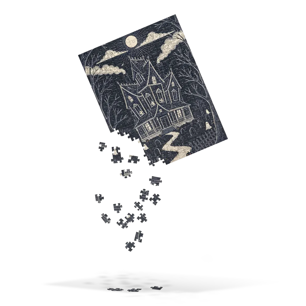 Moonlit Haunted House 
 Jigsaw Puzzle