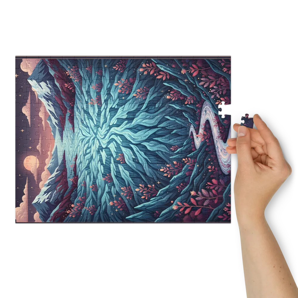 Moonlit Glacial Valley 
 Jigsaw Puzzle in Tin Box