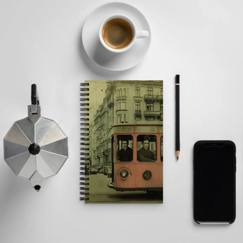 Echoes of the Past: A Tram's Journey Through Time | Spiral Notebook