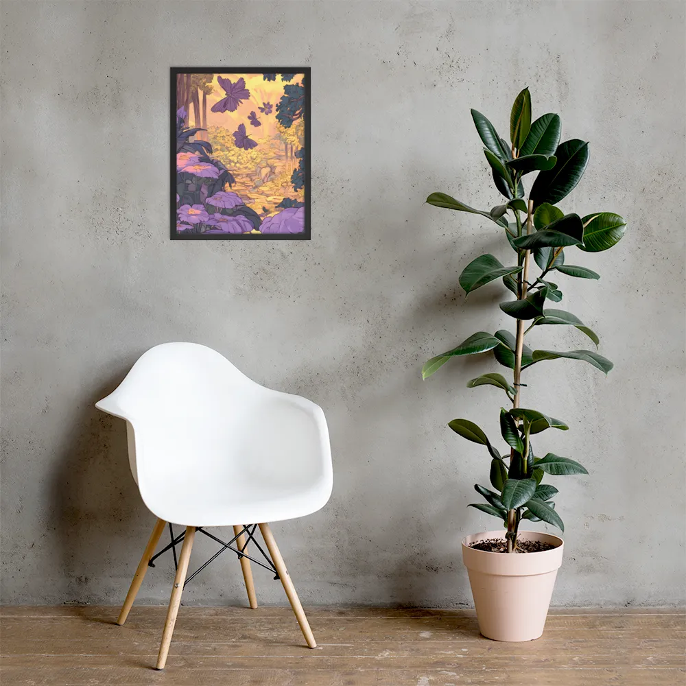 A Serene Dance of Butterflies | Poster with Black Frame | 16″×20″