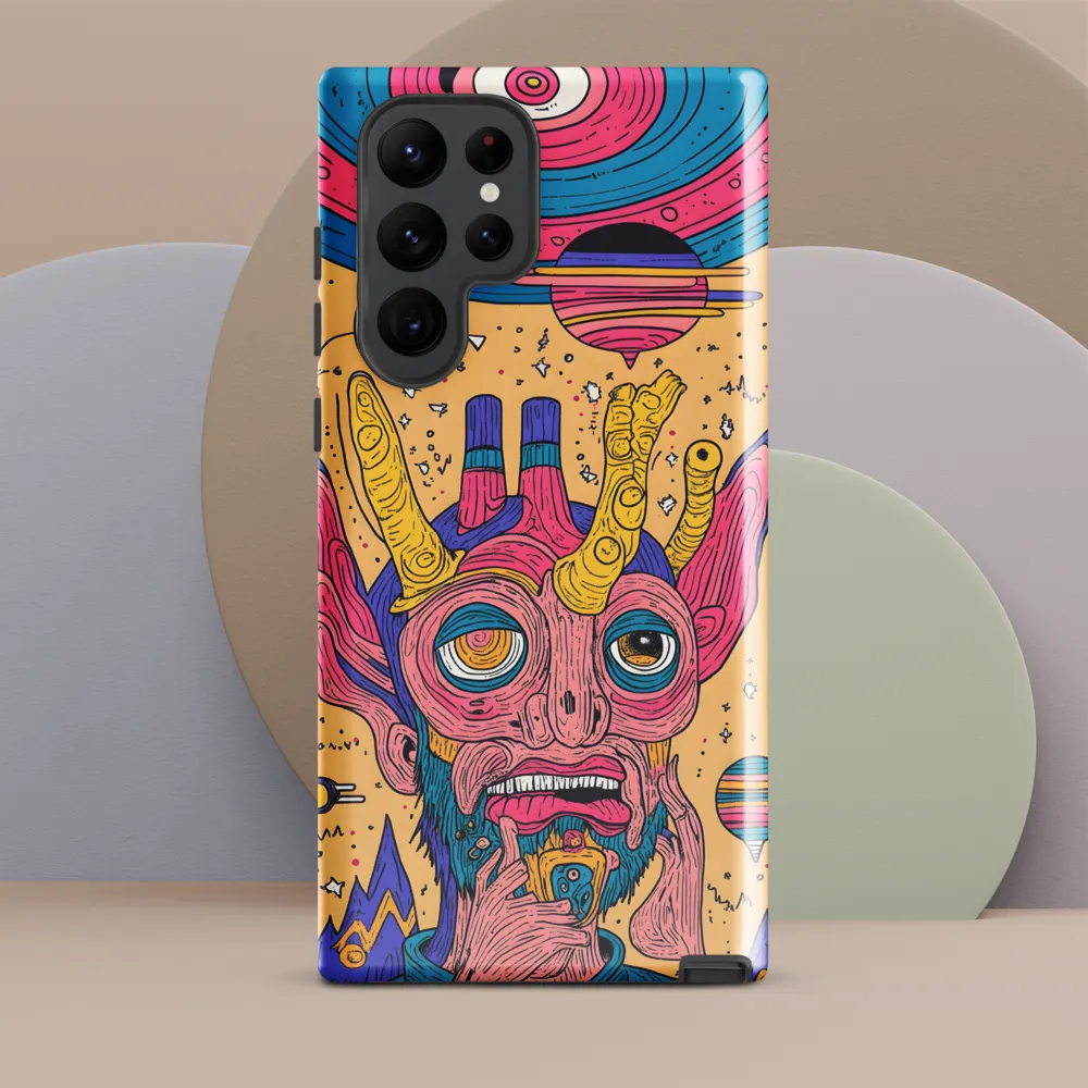 Horned Portrait on a Peach Field