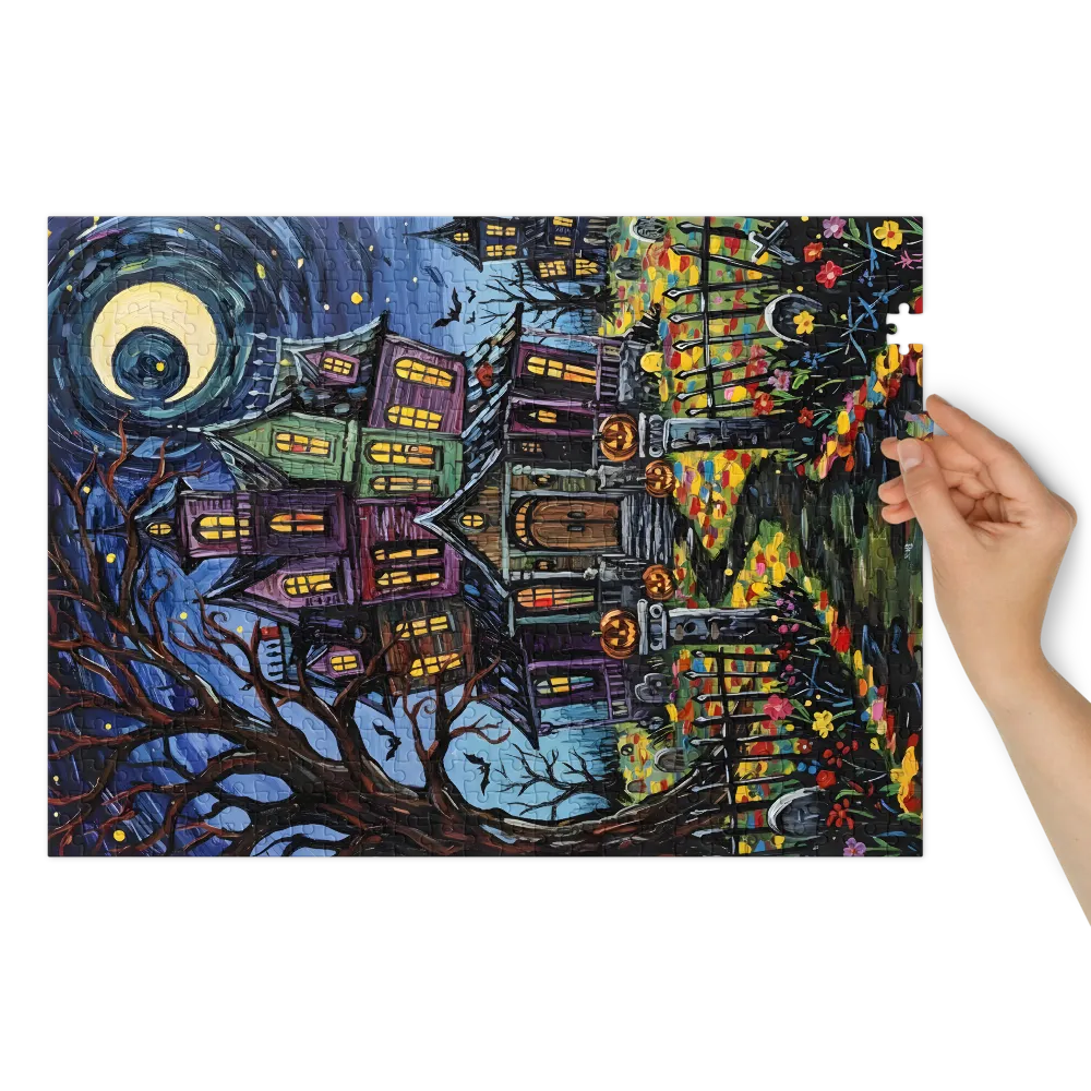 Whimsical Haunted Manor 
 Jigsaw Puzzle in Tin Box