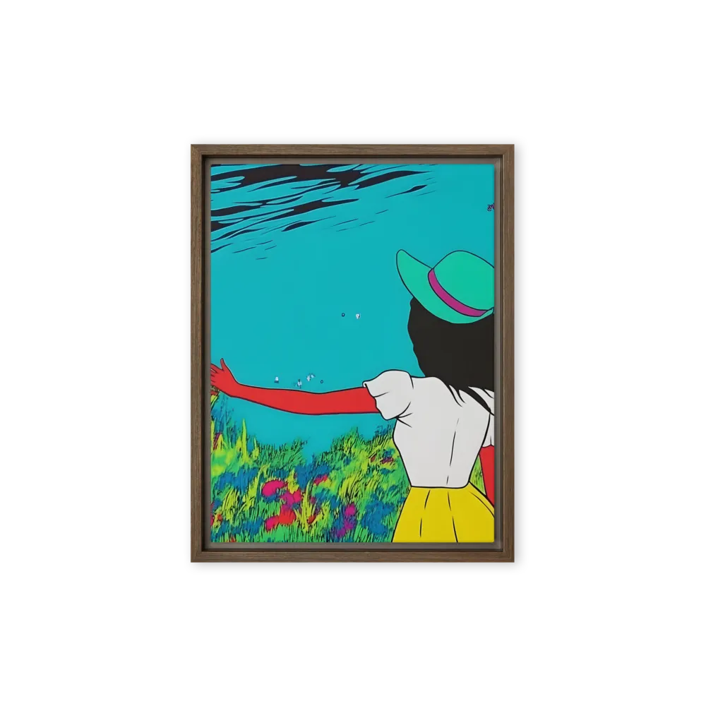 Whimsical Encounter | Canvas with Brown Frame | 9″×12″