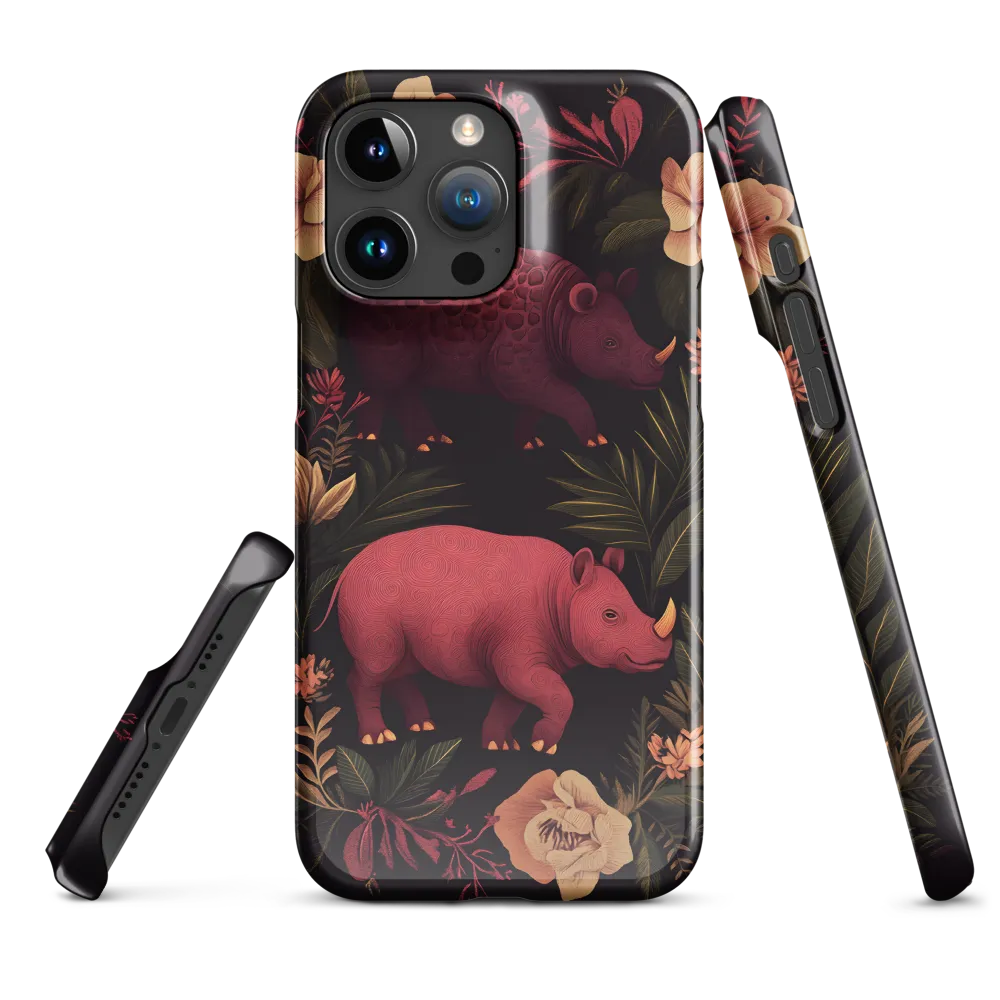 Rhinos in Floral Embrace