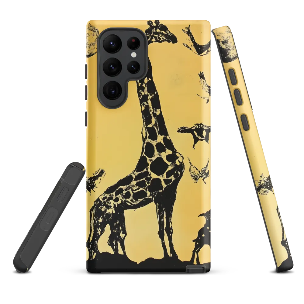 Whimsical Harmony of Giraffe and Birds