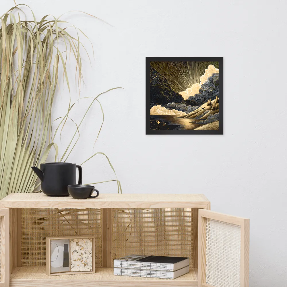 Gilded Dawn 
 Poster with Black Frame | 14″x 14″