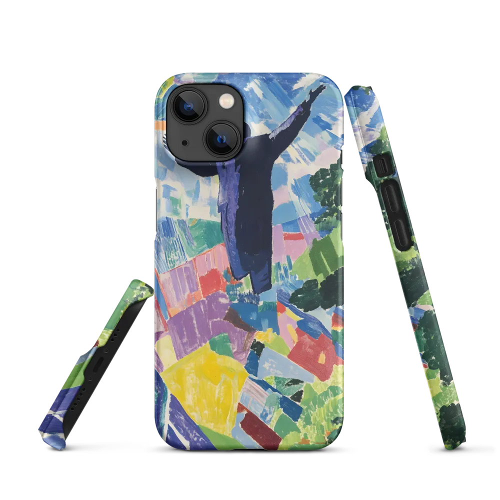 Elysium: A Soaring Figure Amidst Colorful Landscapes | Phone Case |  14 | Snap Case | Matte