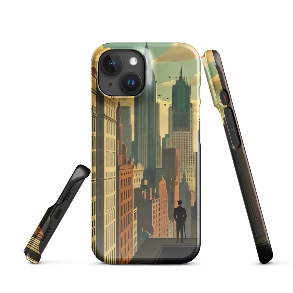 Urban Dreams: A Silhouette in Art Deco Cityscape