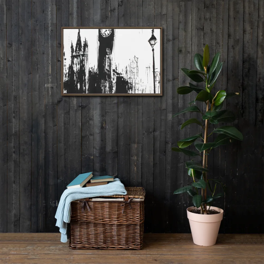 Clock Tower in Motion | Canvas with Brown Frame | 20″×30″
