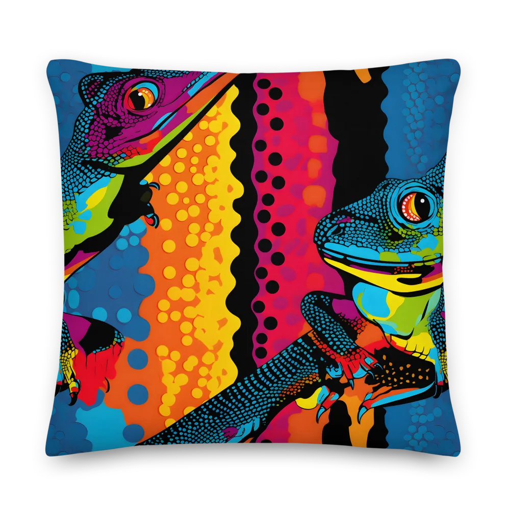 Colorful Encounters: The Playful Geckos | Pillow & Pillow Case | Multiple Sizes