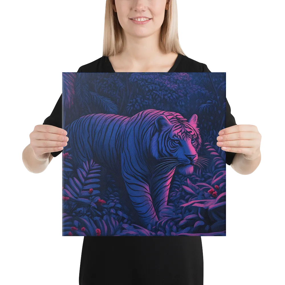 Mystic Prowler: The White Tiger in the Jungle | Canvas | 16″×16″