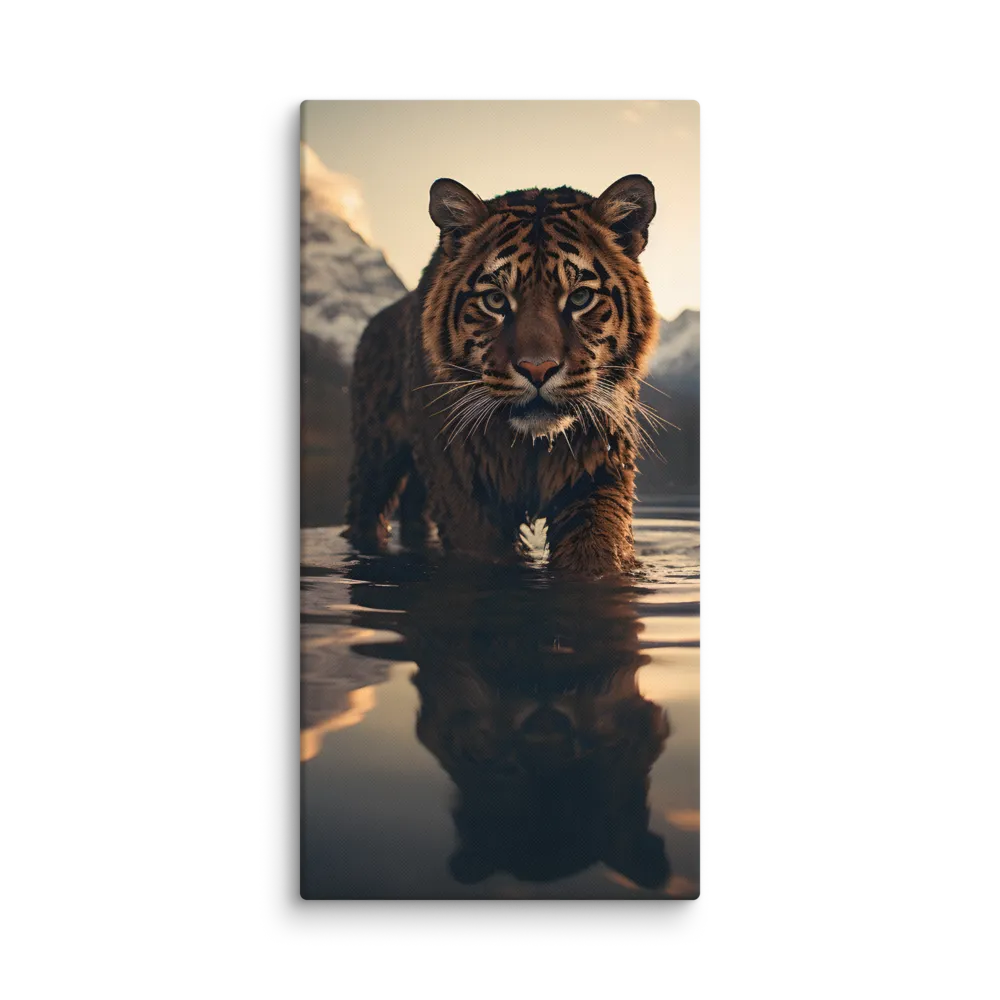 Majestic Reflection: The Tiger's Domain | Canvas | 16″×32″