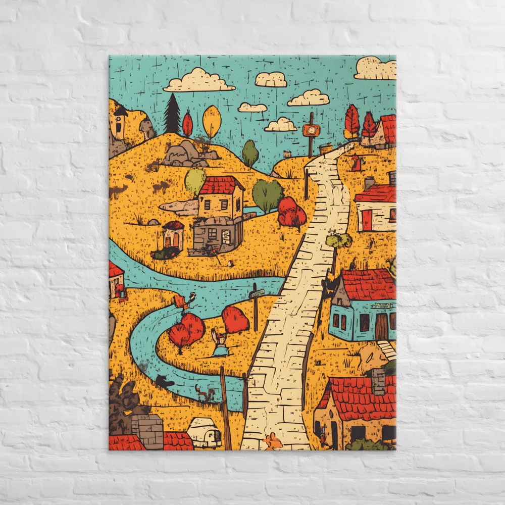 Whimsical Village Landscape | Canvas | 40″×55″