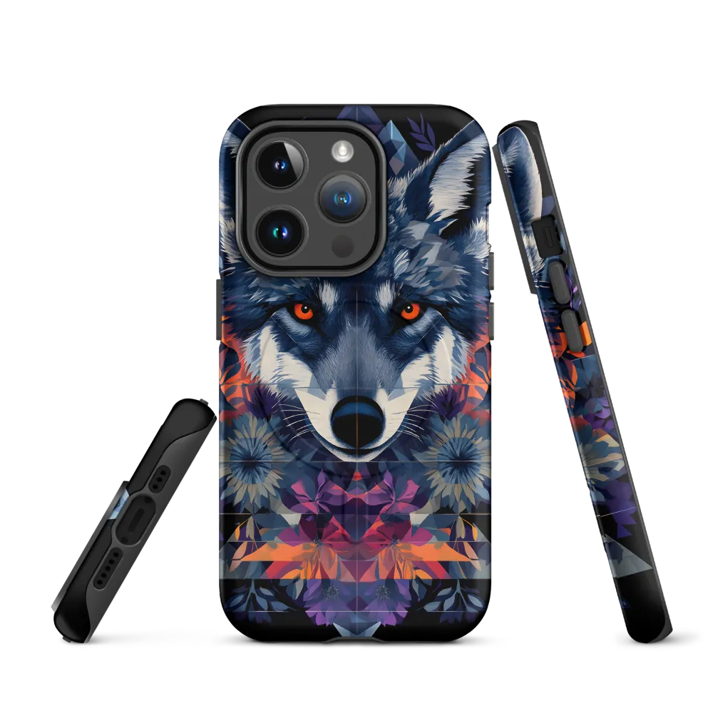 Mystical Wolf Amidst Floral Geometry