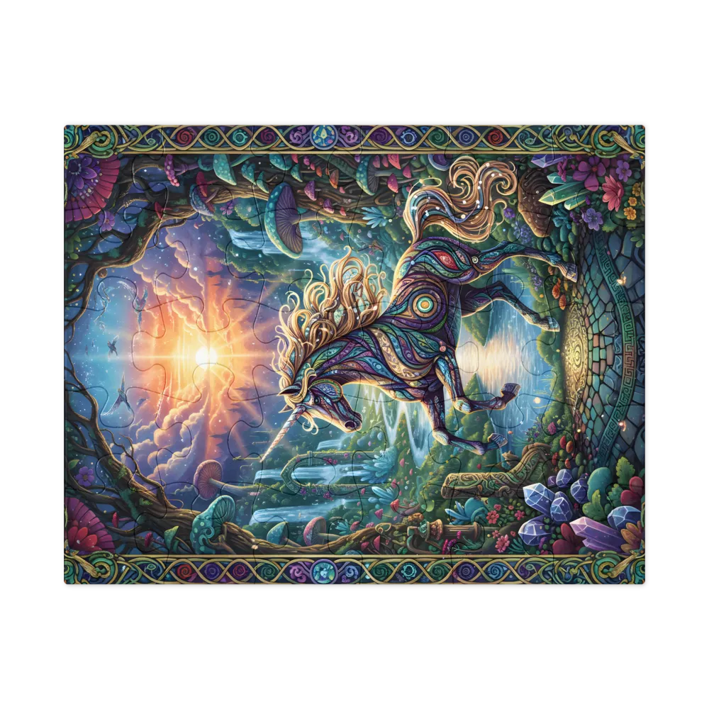 Unicorn at Dawn 
 Jigsaw Puzzle in Tin Box