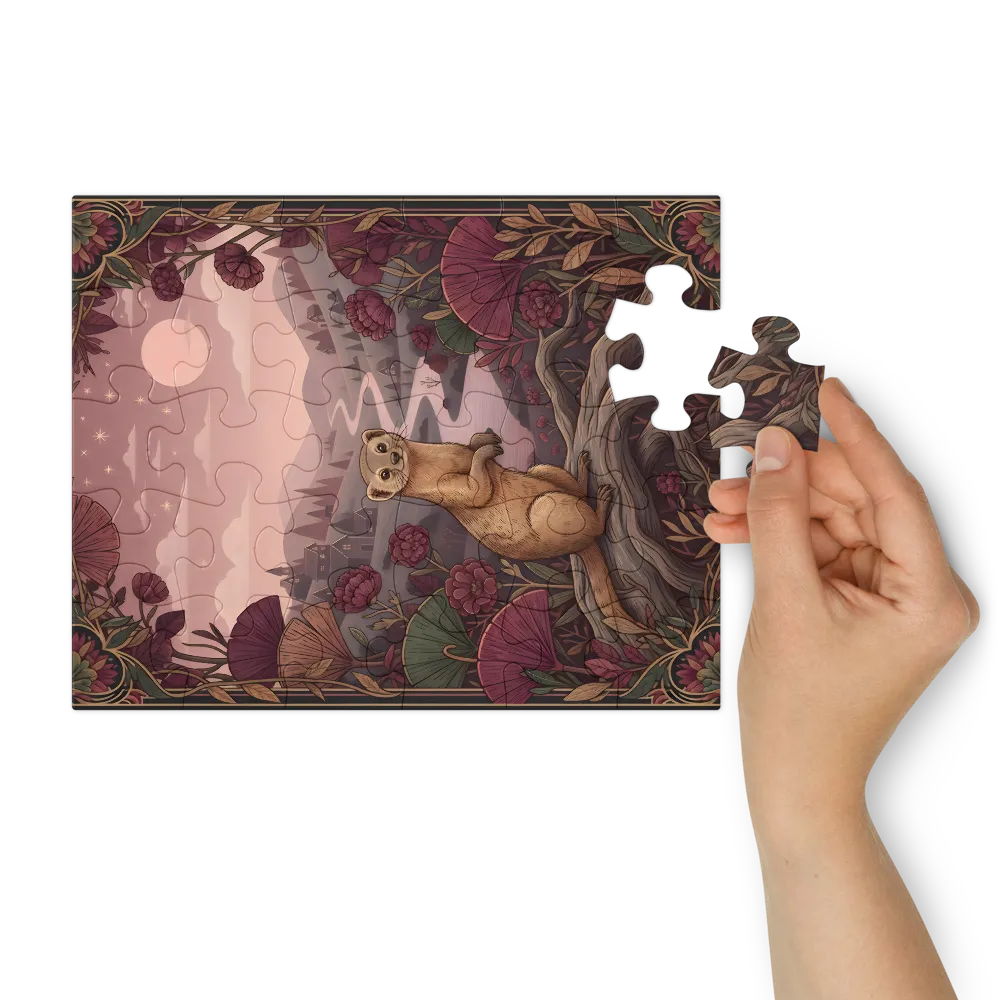 Moonlit Weasel 
 Jigsaw Puzzle in Tin Box