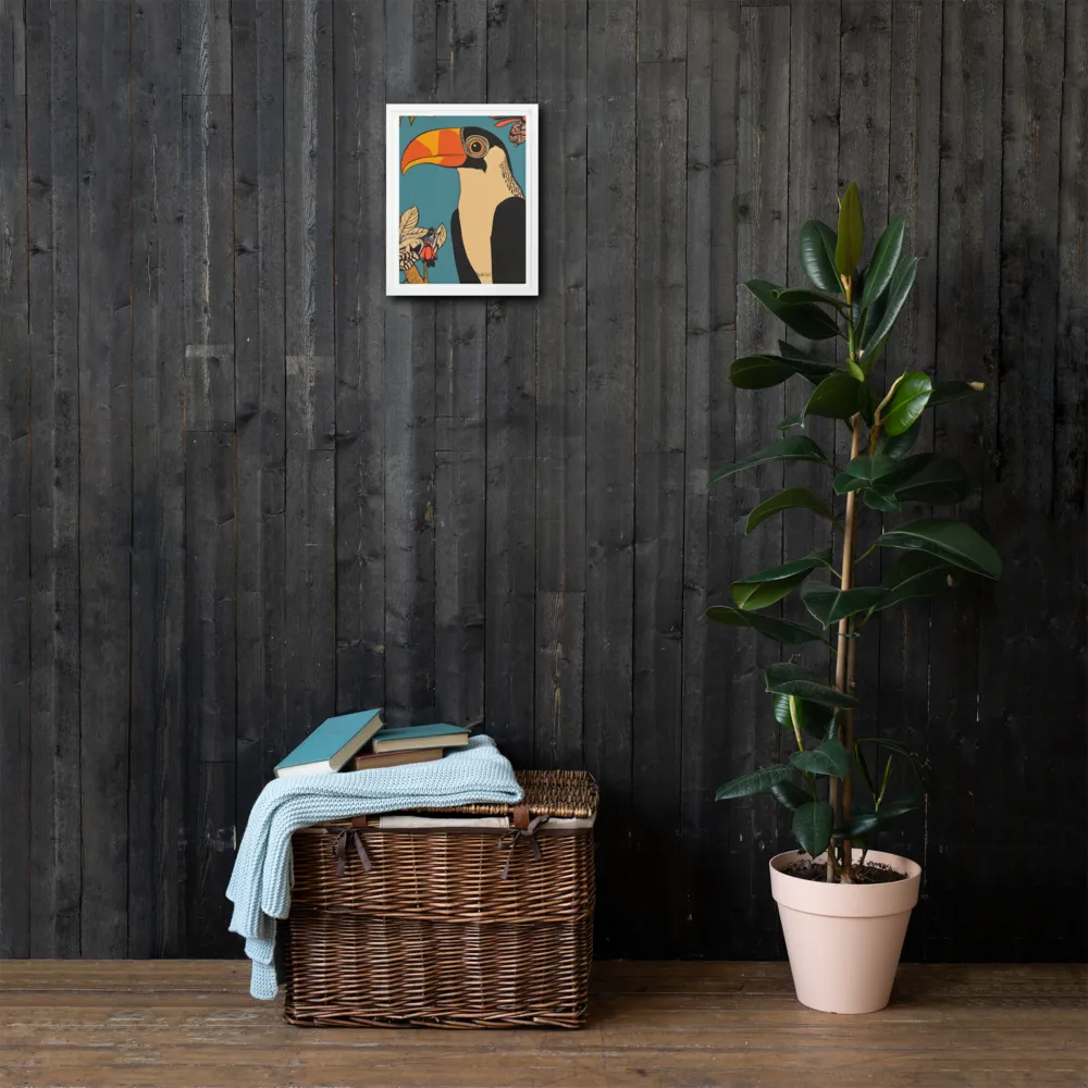 Tropical Majesty: The Toucan at Rest | Canvas with White Frame | 9″×12″