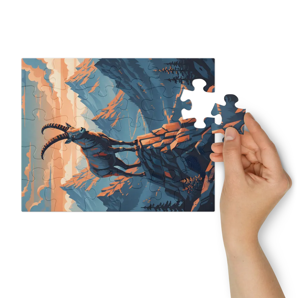 Alpine Ibex 
 Jigsaw Puzzle in Tin Box