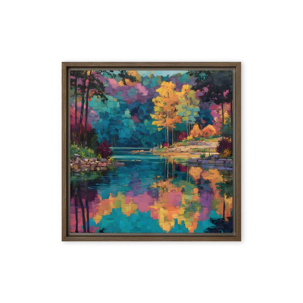 Reflections in Color 
 Canvas with Brown Frame | 16″x 16″