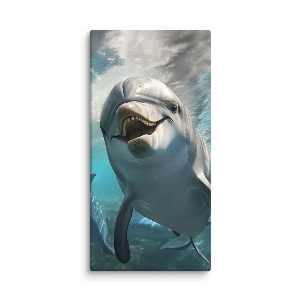 Beneath the Waves: A Dolphin's Dance | Canvas | 10″×20″