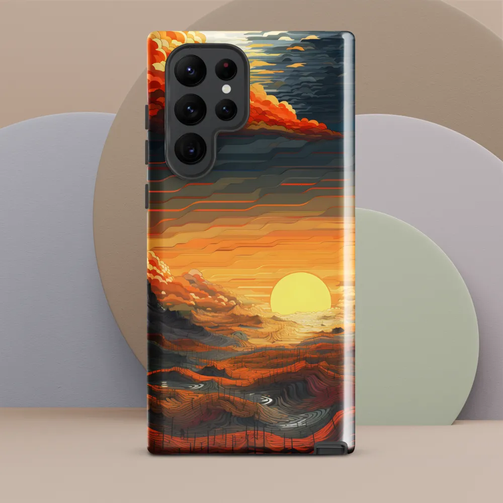 Ethereal Sunset: A Serene Landscape in Flowing Forms
