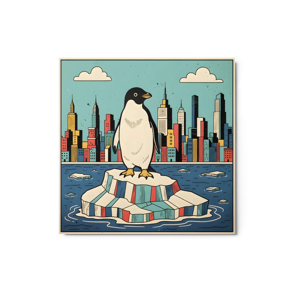 Urban Penguin 
 Metal Print | 12″x 12″