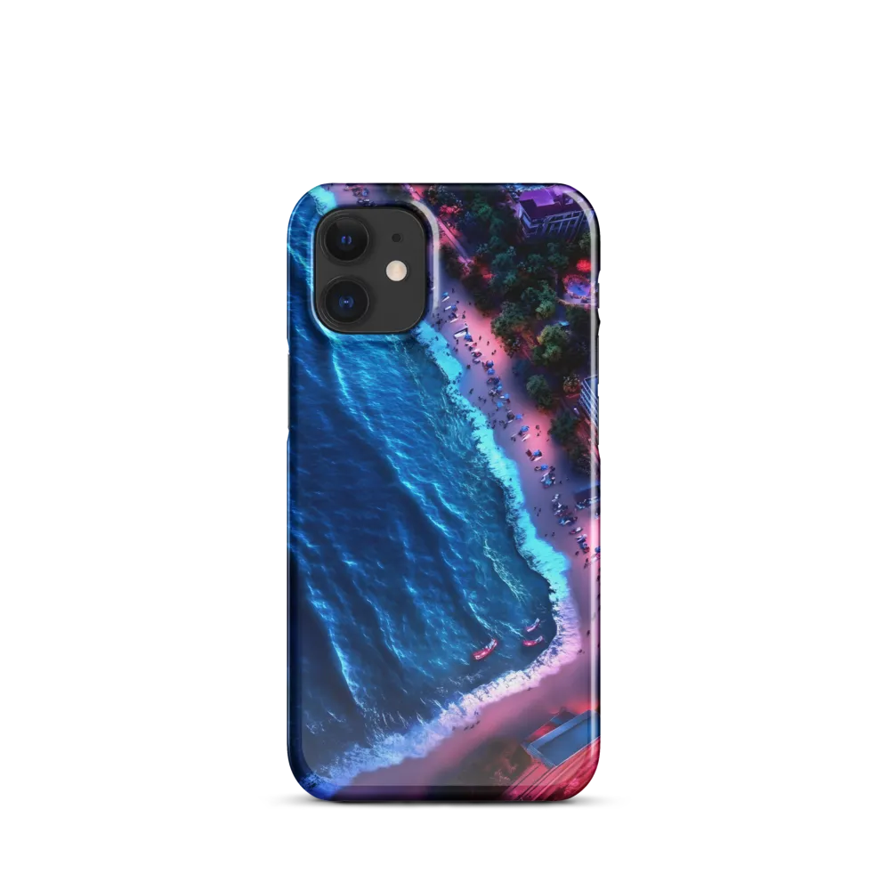 Twilight Reflections: A Serene Beach Aerial | Phone Case |  12 Mini | Snap Case | Glossy