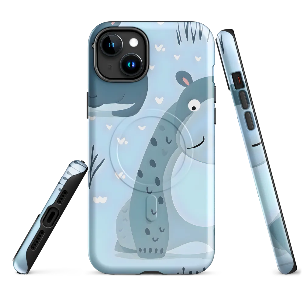 Whimsical Hippo Delight | Phone Case |  15 Plus | MagSafe® Tough Case | Glossy