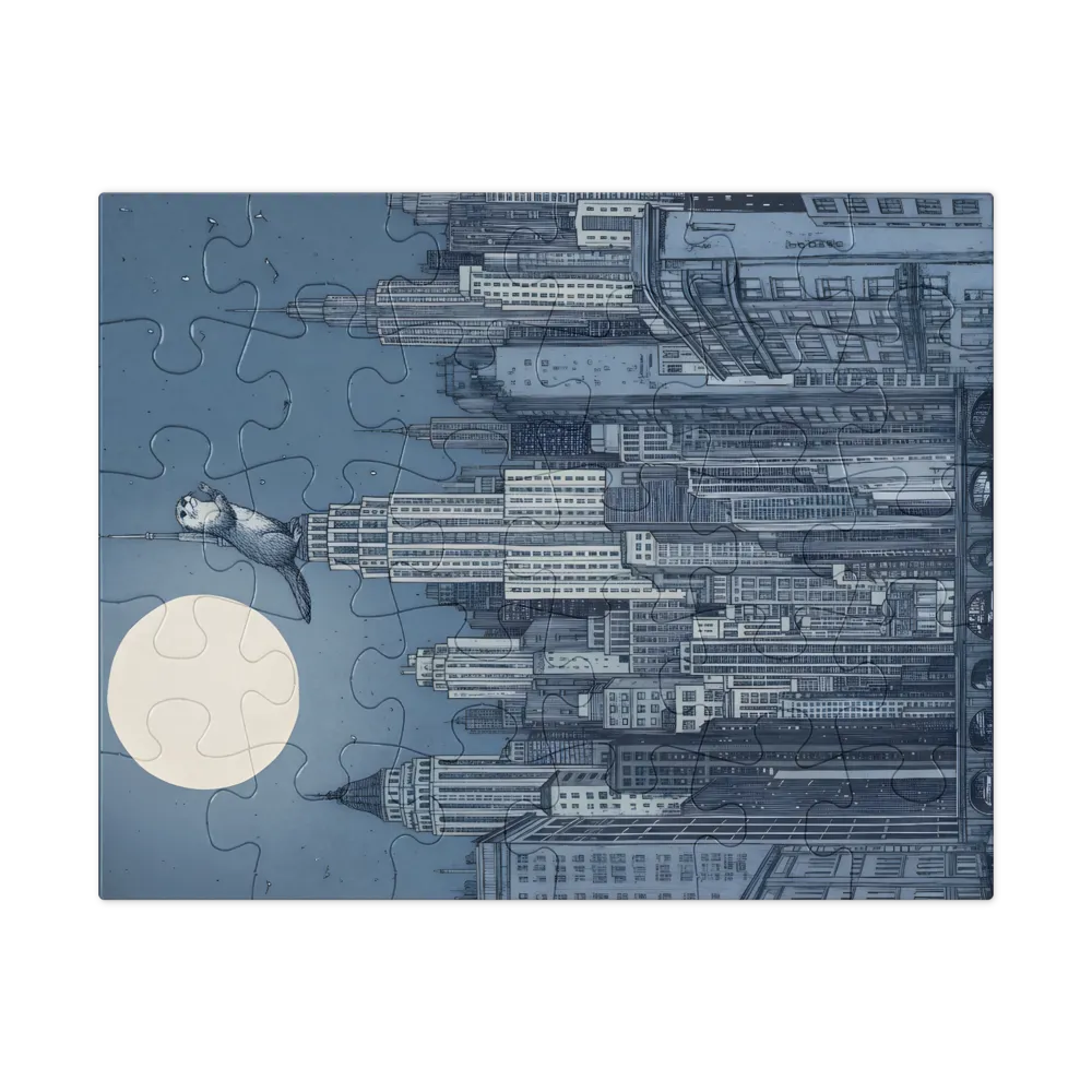 Moonlit Otter Skyline 
 Jigsaw Puzzle in Tin Box