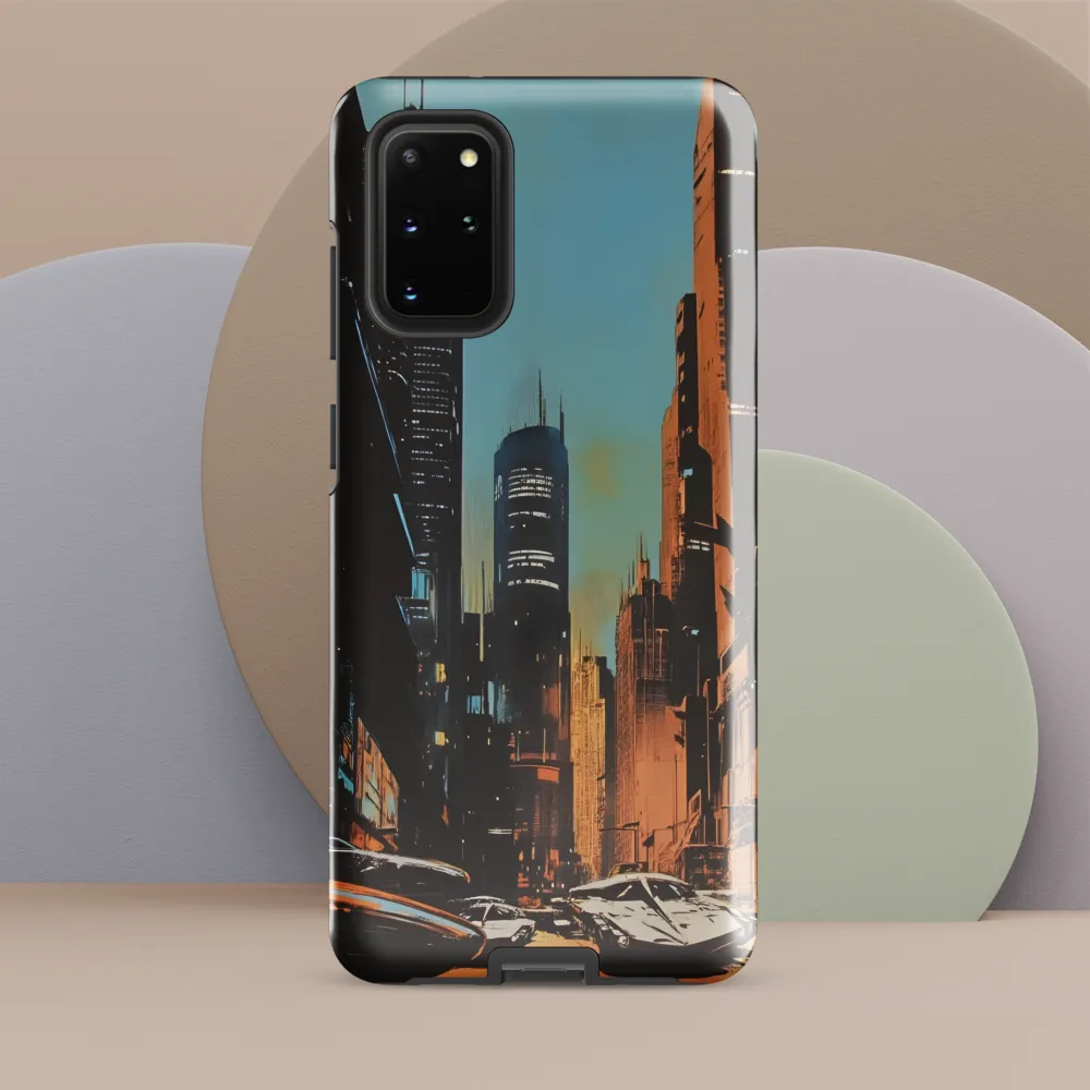 Futuristic Cityscape in Blue and Orange