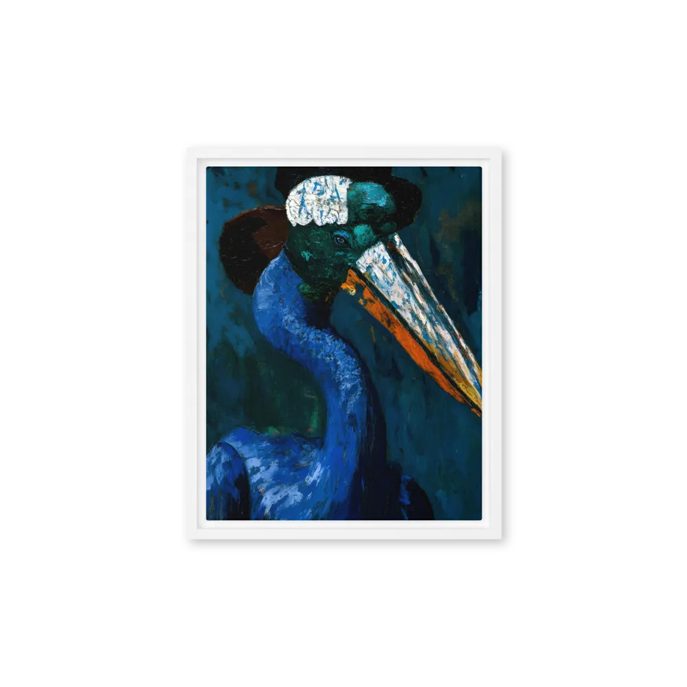 Majestic Absurdity: The Hat-Wearing Bird | Canvas with White Frame | 11″×14″