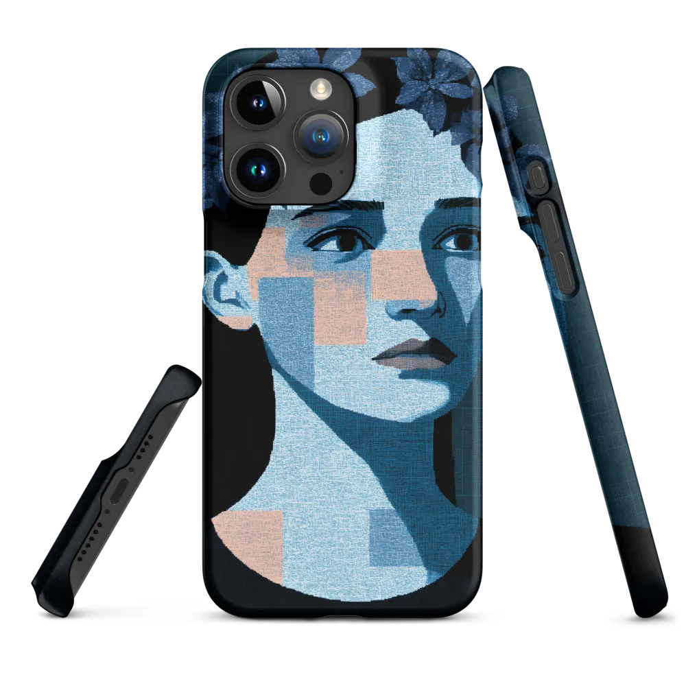 Grid-Wreathed Cyan Portrait