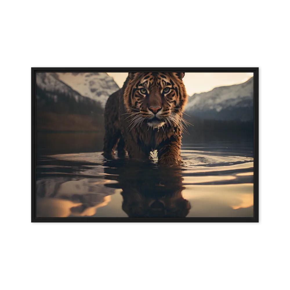 Majestic Reflection: The Tiger's Domain | Canvas with Black Frame | 24″×36″