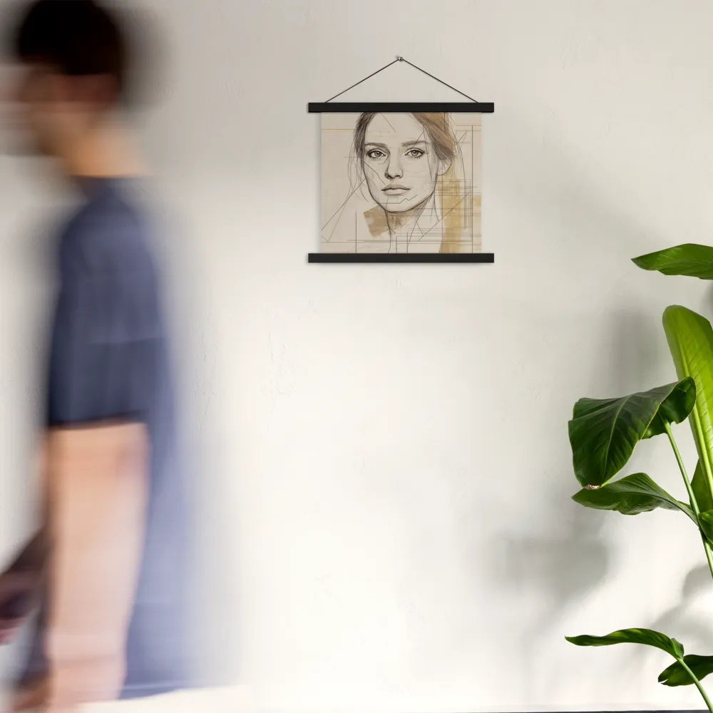 Geometric Elegance: A Modern Portrait | Poster With Black Wood Hanger | 14″×14″