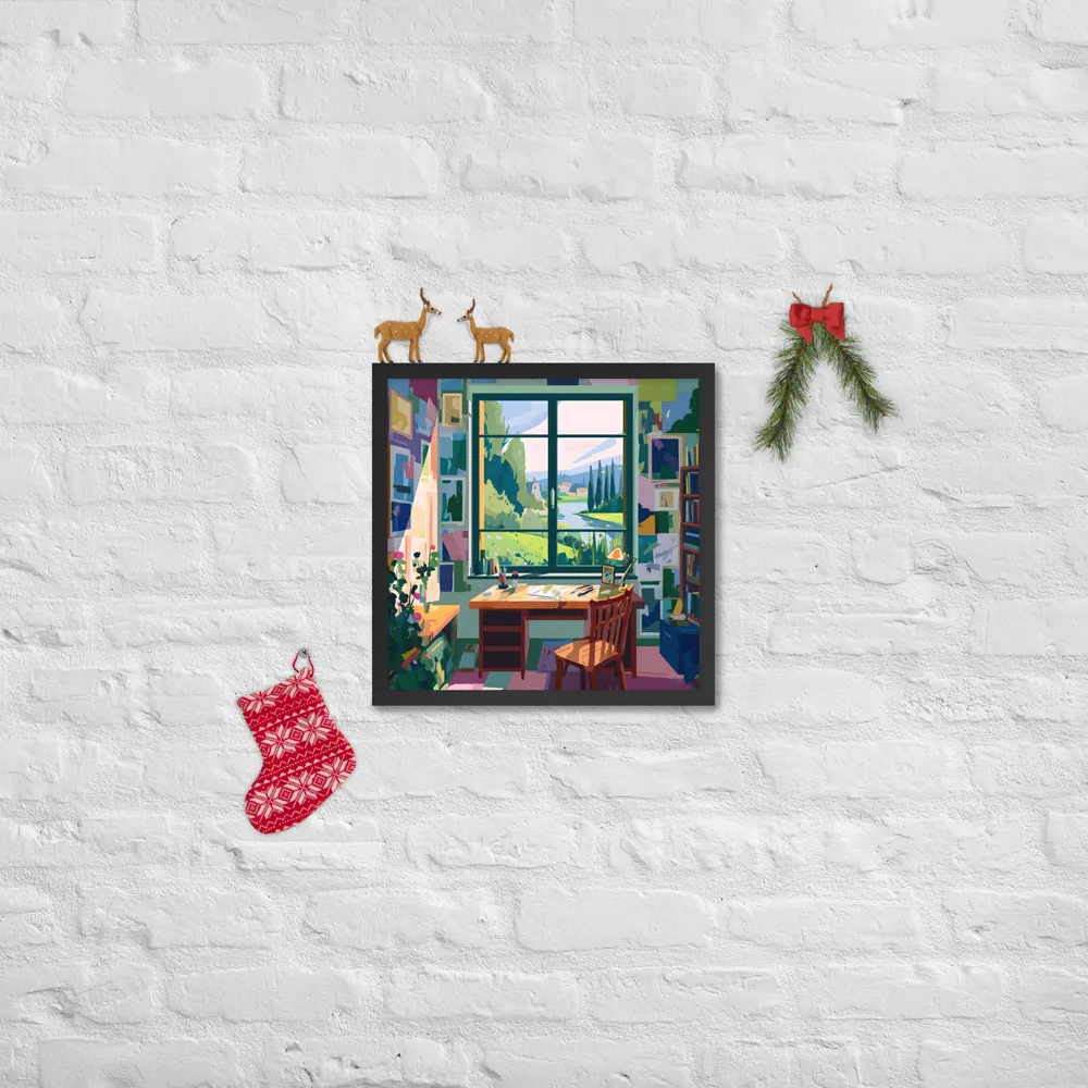 Sunlit Studio Window 
 Poster with Black Frame | 16″x 16″