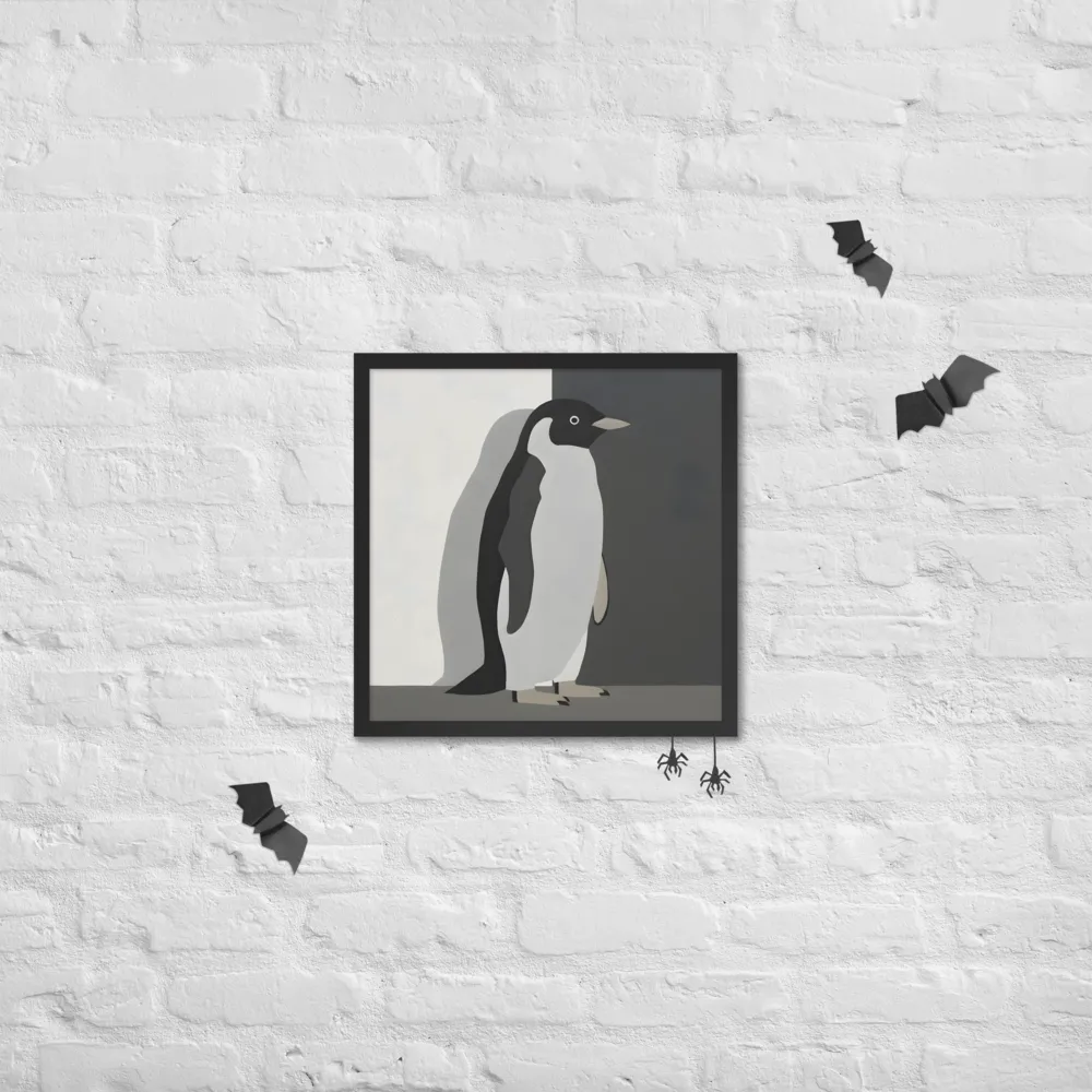 Monochrome Penguin 
 Poster with Black Frame | 18″x 18″