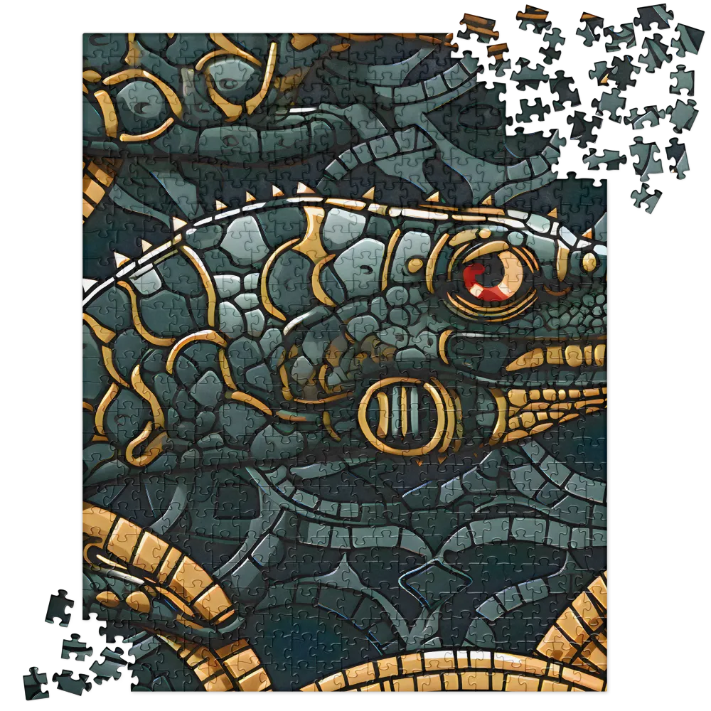 Reptilian Elegance: A Digital Art Nouveau Tapestry | Jigsaw Puzzle | 520 pieces