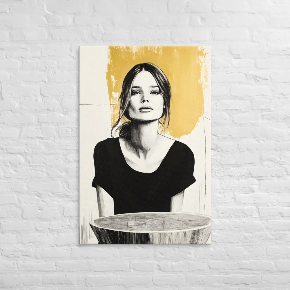 Golden Serenity: A Minimalist Portrait | Canvas | 32″×48″