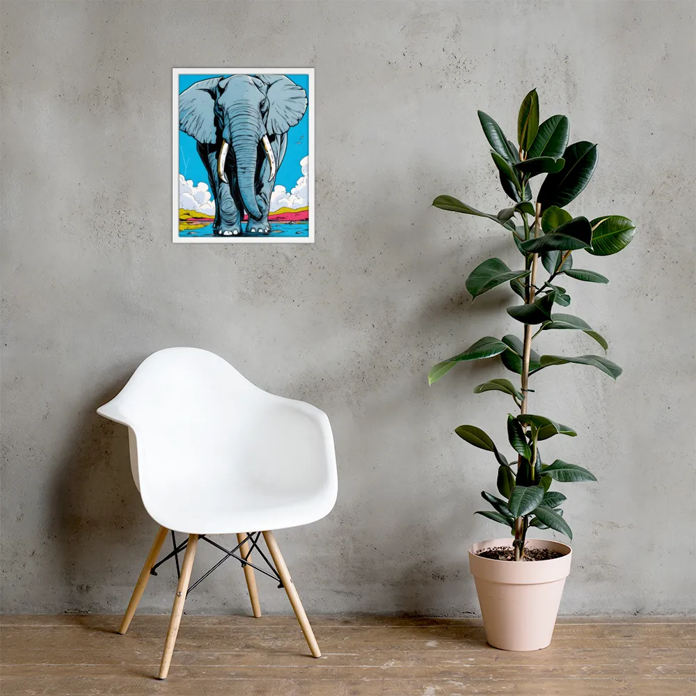 Majestic Presence: The Elephant | Poster with White Frame | 16″×20″
