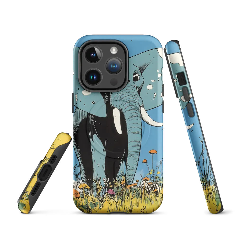 Whimsical Blue Elephant in Bloom