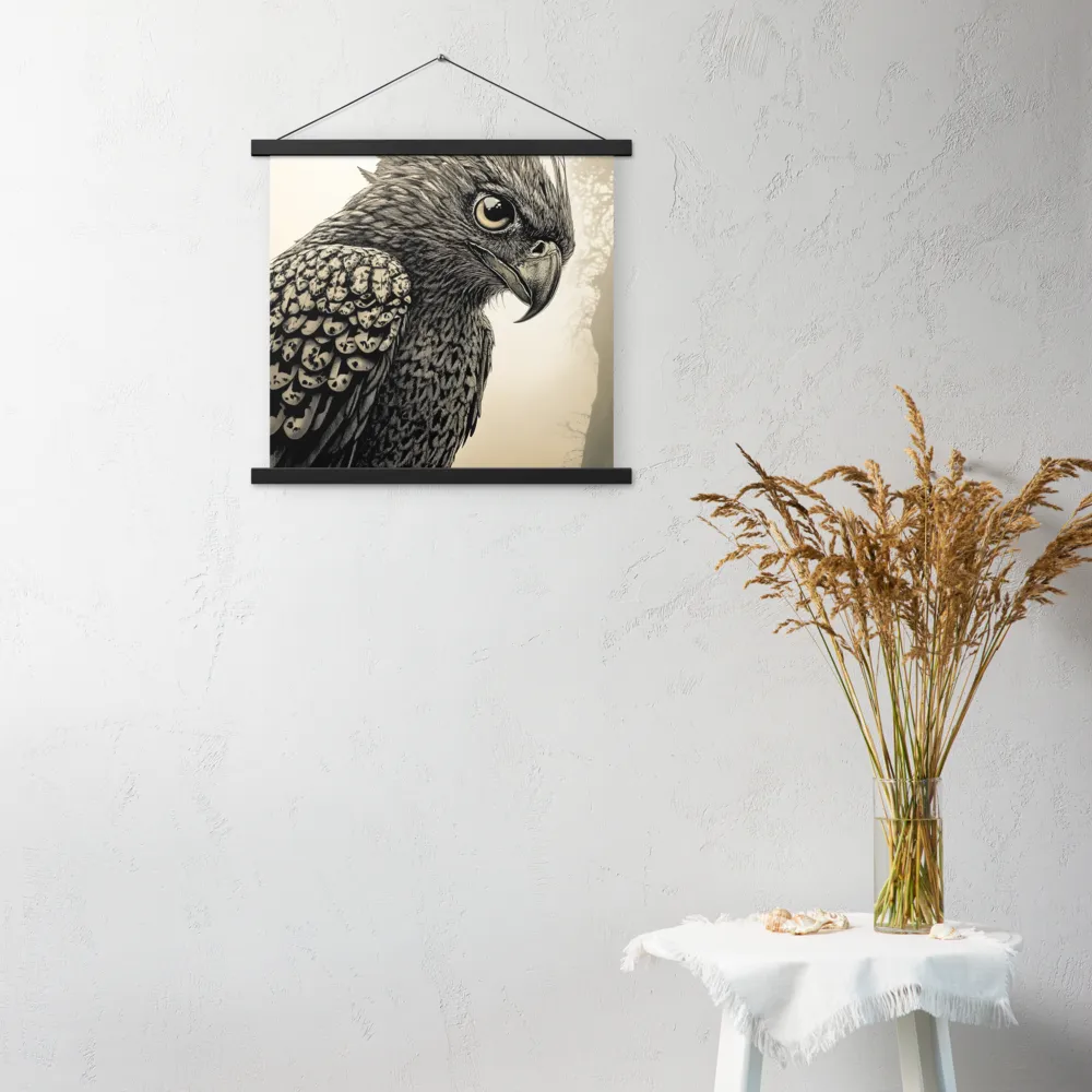 Majestic Owl in Detail | Poster With Black Wood Hanger | 18″×18″