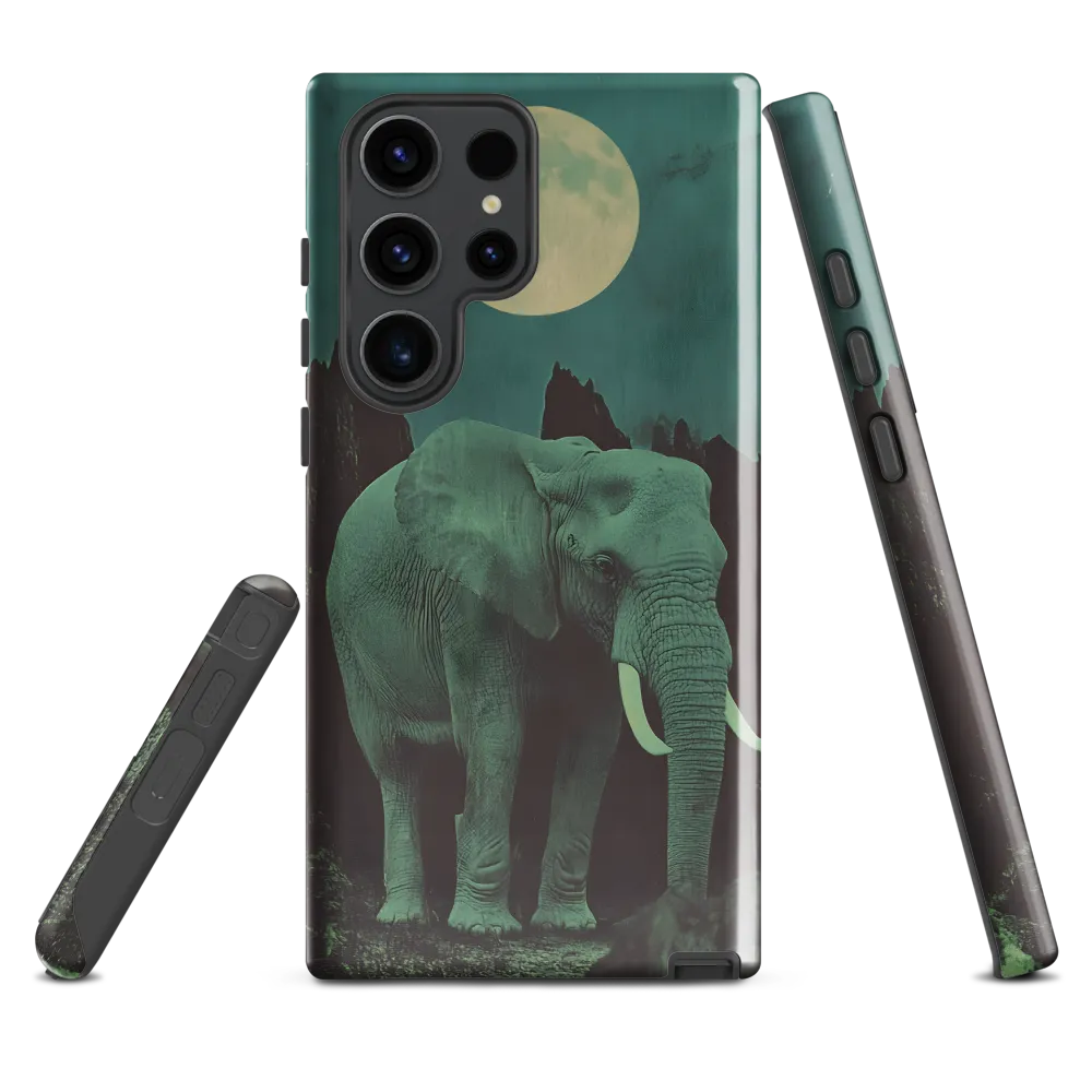 Ethereal Presence: Elephant Under a Full Moon