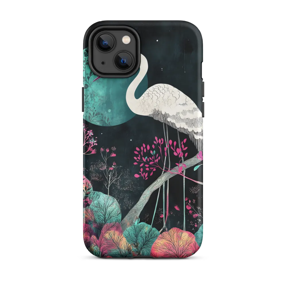 Ethereal Presence: Heron in a Floral Dreamscape | Phone Case |  14 Plus | Tough Case | Matte