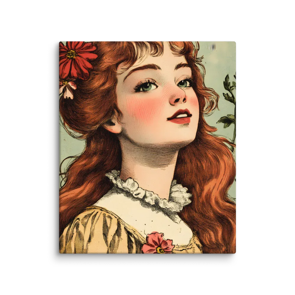 Whimsical Portrait of a Flower-Adorned Girl | Canvas | 20″×24″