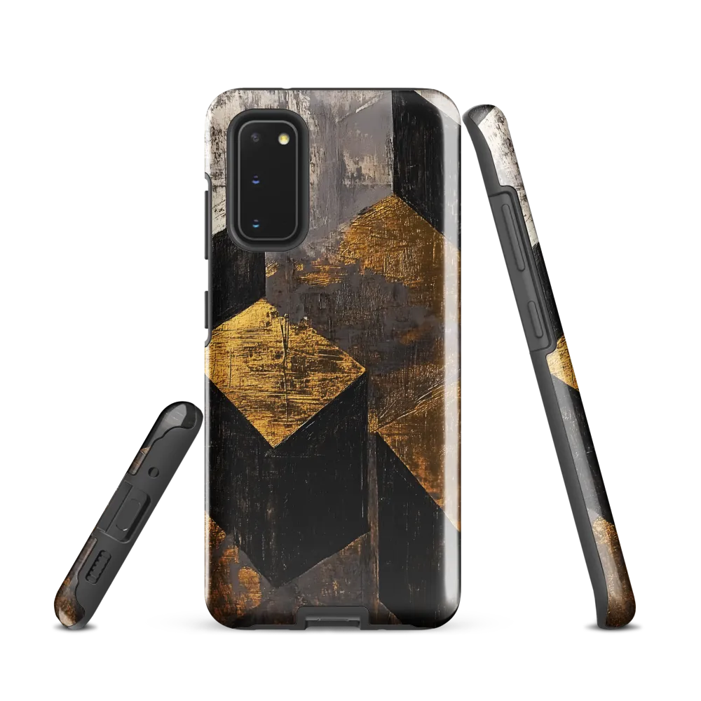 Geometric Harmony in Gold and Black | Phone Case |  S20 | Tough Case | Glossy