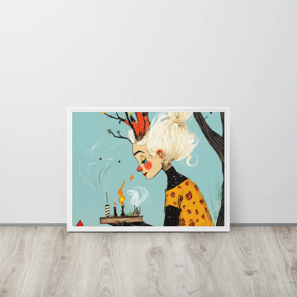Whimsical Nature Girl | Canvas with White Frame | 18″×24″