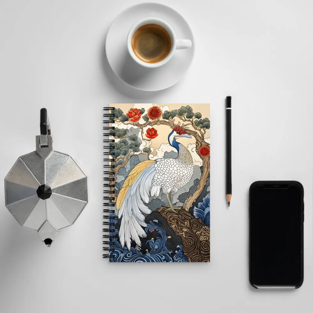 Majestic Serenity: The Ethereal Peacock | Spiral Notebook